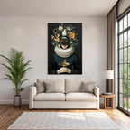 Stylized Portrait Figuren Mit Blumen Und Voegeln Rueschkragen Und Goggles