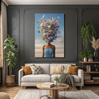 Surreales Kunstwerk Blumen Butterflies Strand Hintergrund