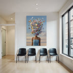 Surreales Kunstwerk Blumen Butterflies Strand Hintergrund