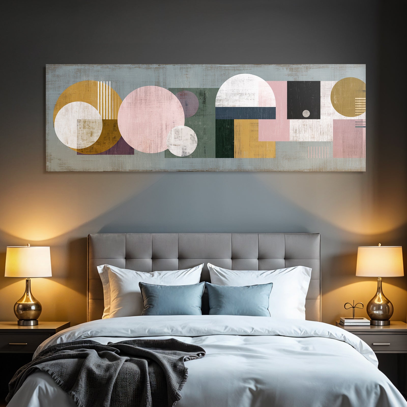Abstracte Geometrische Kunst Mit Farben Gold Pink Weiss Gruen Schwarz