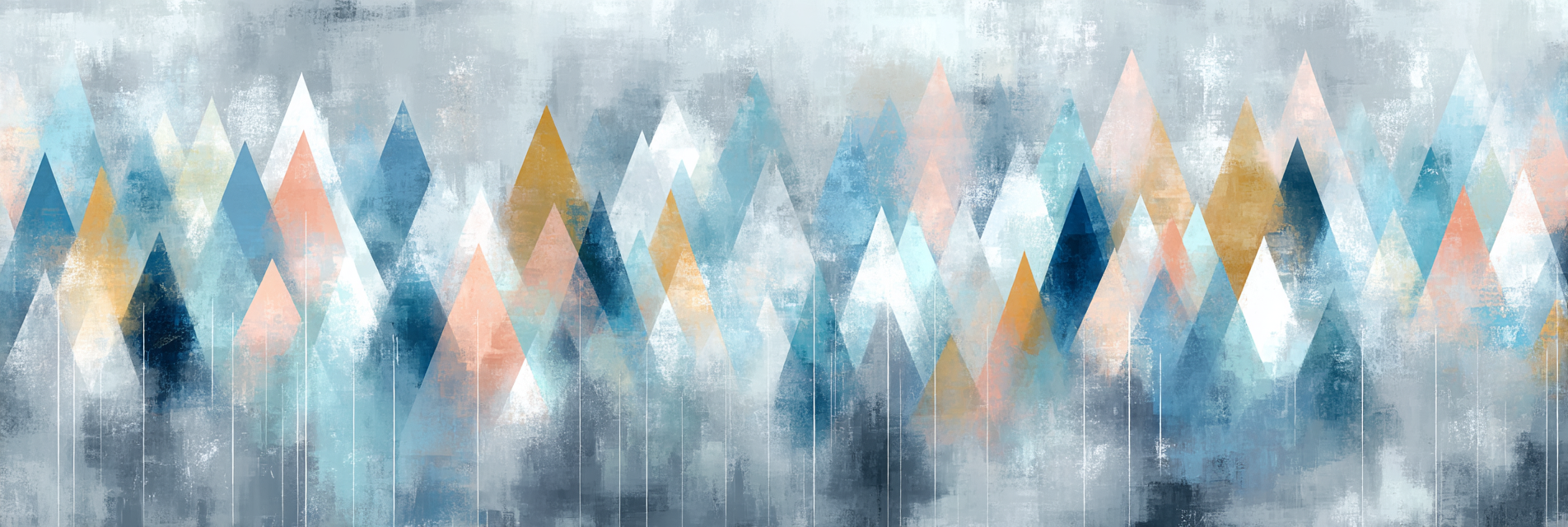 Abstrakte Berg Artwork In Blau Weiss Pfirsich Und Gold | Digital Art | Kunstgattungen