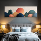Abstrakte Illustration Landschaft Mit Sonne Und Stilisierter Folien Gefuellt Mit Farben