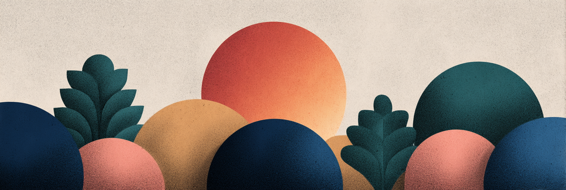 Abstrakte Illustration Landschaft Mit Sonne Und Stilisierter Folien Gefuellt Mit Farben | Digital Art | Kunstgattungen