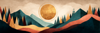 Abstrakte Landschaft Mit Geometrischen Formen Und Buntem Himmel | Digital Art | Kunstgattungen