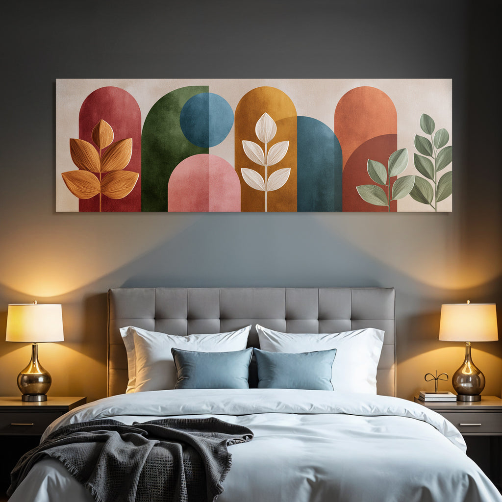 Abstract Design Colorful Shapes Stylized Plant Illustrations Wall Art
