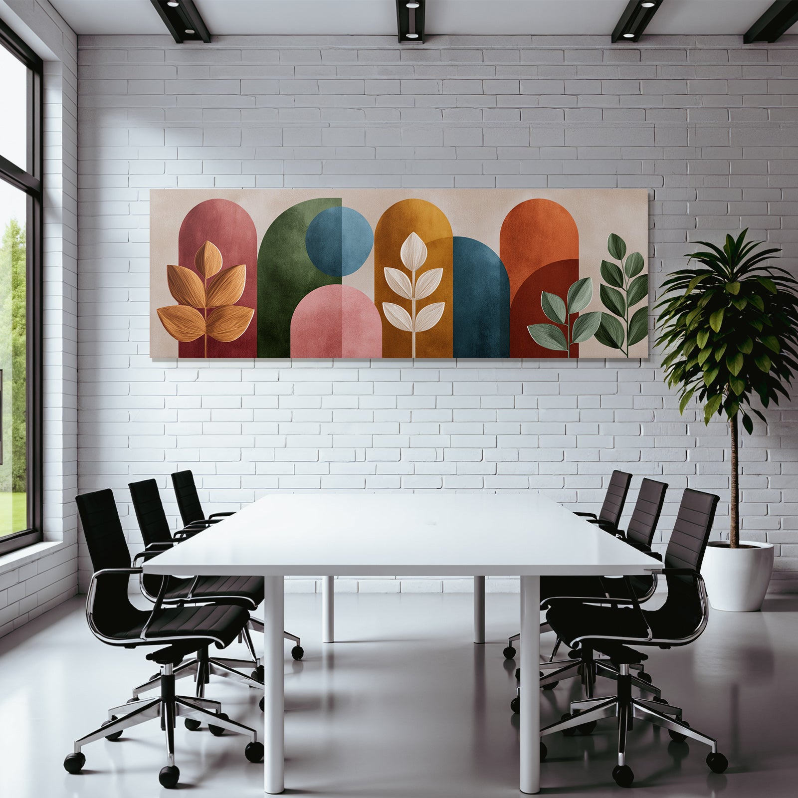Abstraktes Design Bunte Formen Stilisierte Pflanzenillustrationen Wall Art