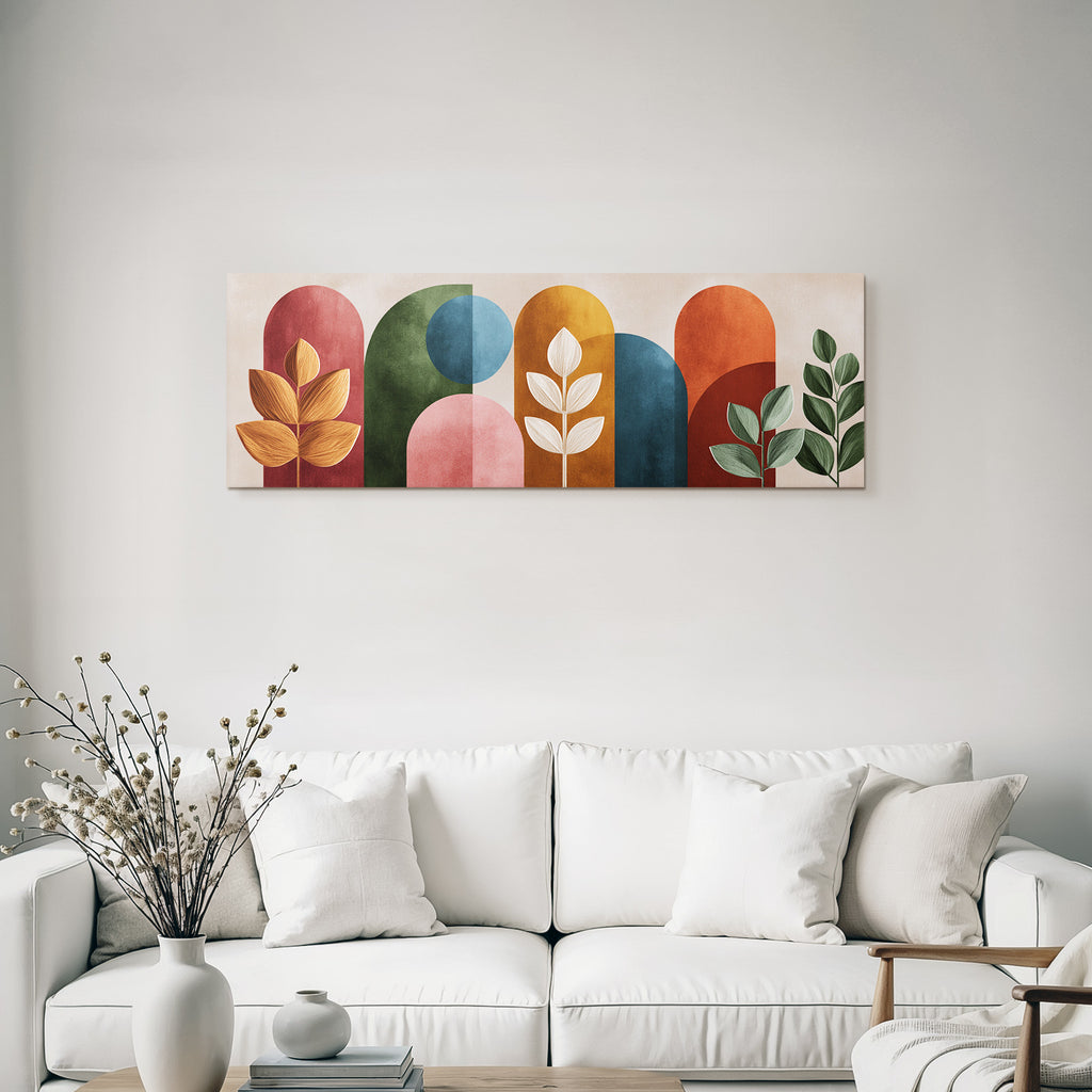 Abstract Design Colorful Shapes Stylized Plant Illustrations Wall Art