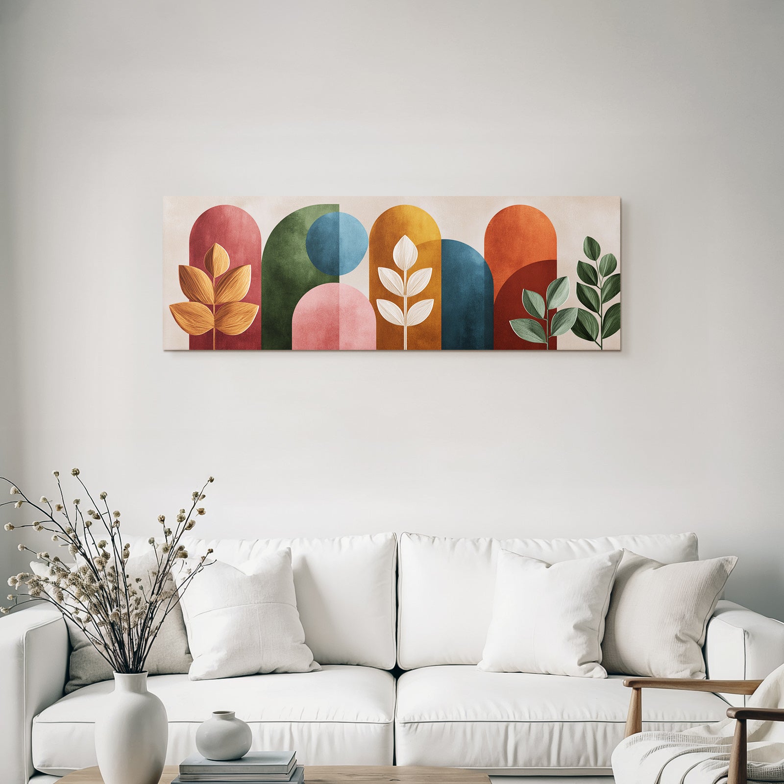 Abstraktes Design Bunte Formen Stilisierte Pflanzenillustrationen Wall Art