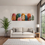 Abstract Design Colorful Shapes Stylized Plant Illustrations Wall Art