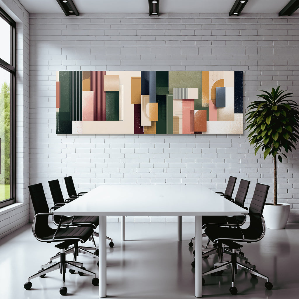 Abstraktes Digitalkunst Geometrischeformen Farbe Gruen Rosa Neutral