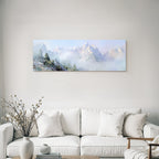 Berglandschaft Mit Nebel Und Gruenem Vorgrund Dreamy Illustration