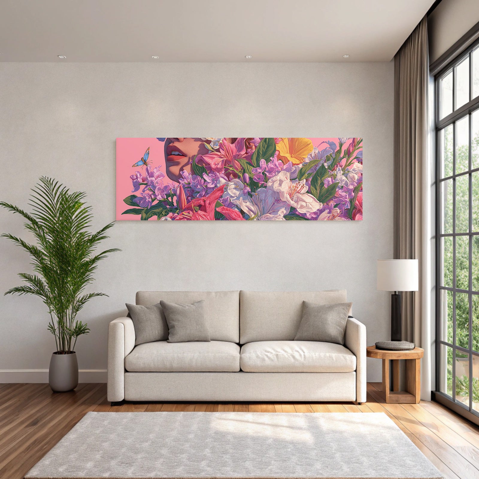 Blumenundschmetterlingpastellpinkkunstwerk