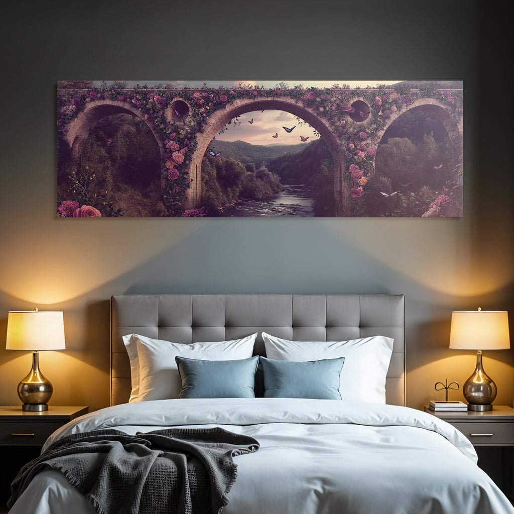 Bruecke Mit Blumen Schmetterlinge Und Fluss Landscape Traumhaft