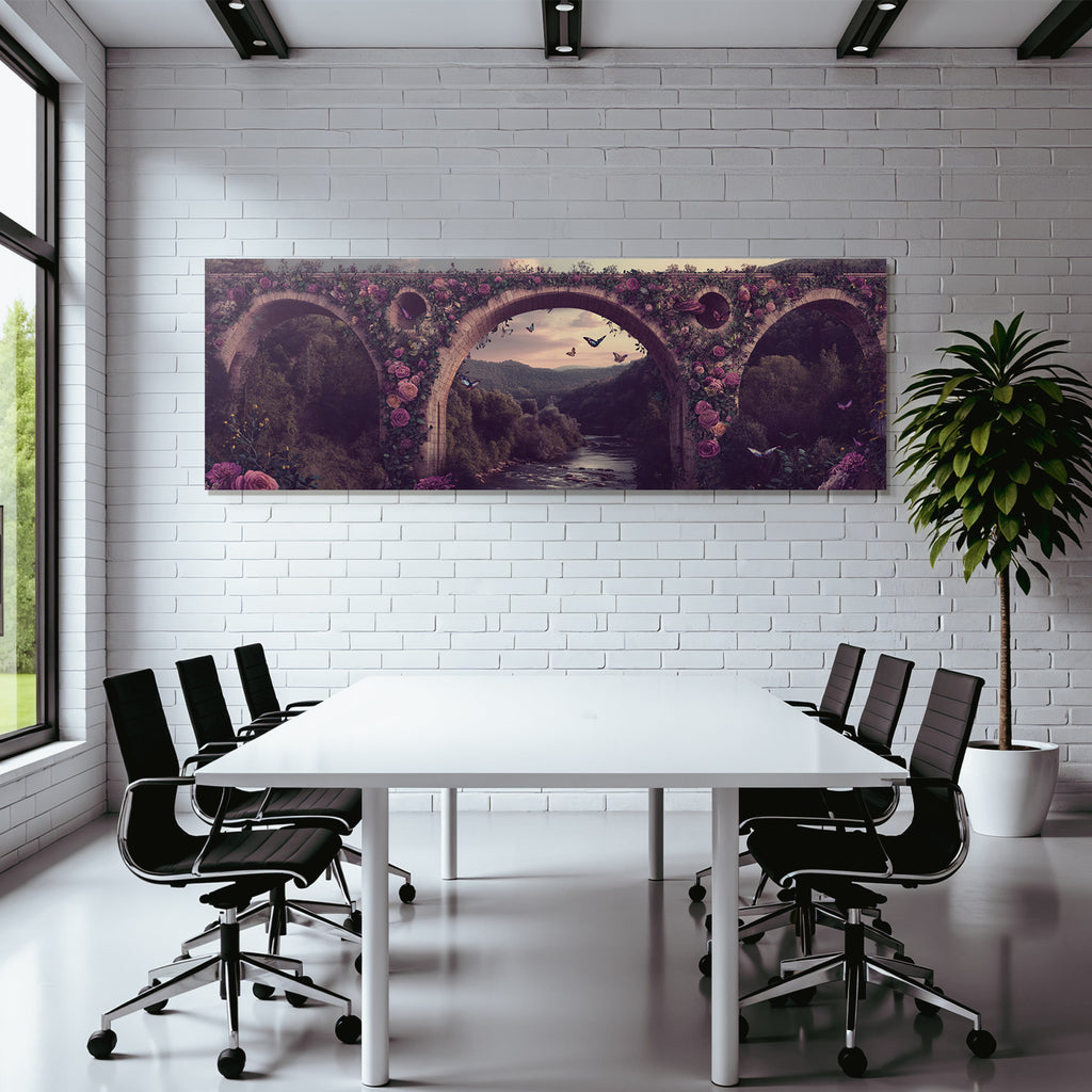 Bruecke Mit Blumen Schmetterlinge Und Fluss Landscape Traumhaft