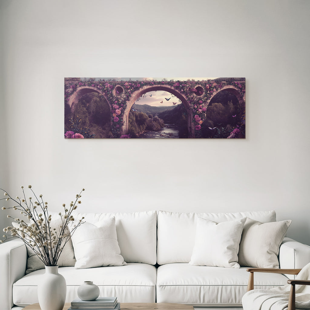 Bruecke Mit Blumen Schmetterlinge Und Fluss Landscape Traumhaft
