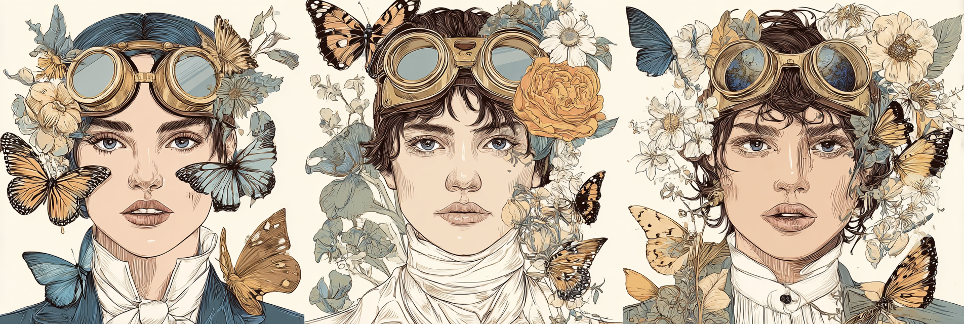 Fantasy Steampunk Charaktere Blumen Schmetterlinge | Digital Art | Kunstgattungen