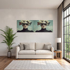 Frau Mit Blumen Und Goggles Kunstvolle Portrait Surreal Dramatisch