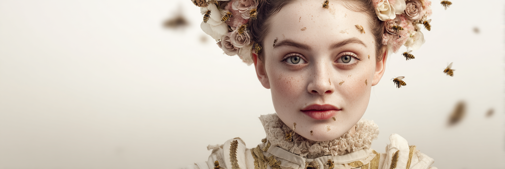 Frau Mit Blumenkranz Und Bienen Natur Und Schoenheit | Digital Art | Kunstgattungen