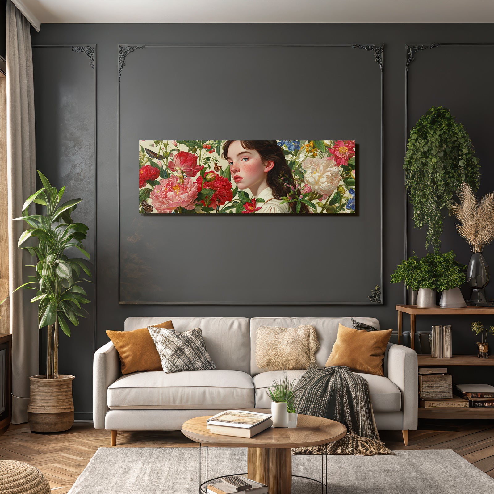 Junge Mit Blumen Und Schmetterlingen