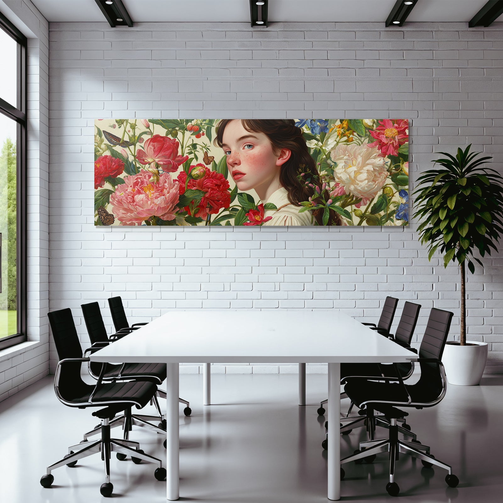 Junge Mit Blumen Und Schmetterlingen