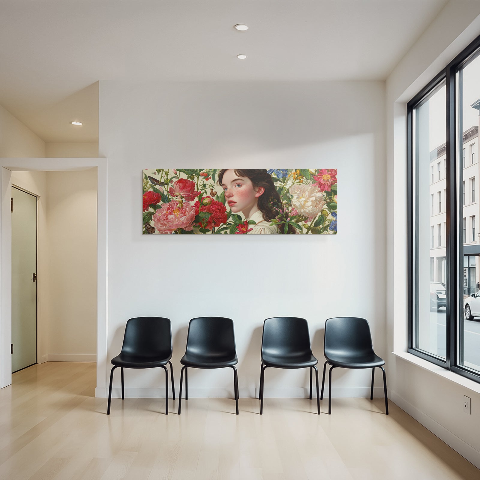 Junge Mit Blumen Und Schmetterlingen