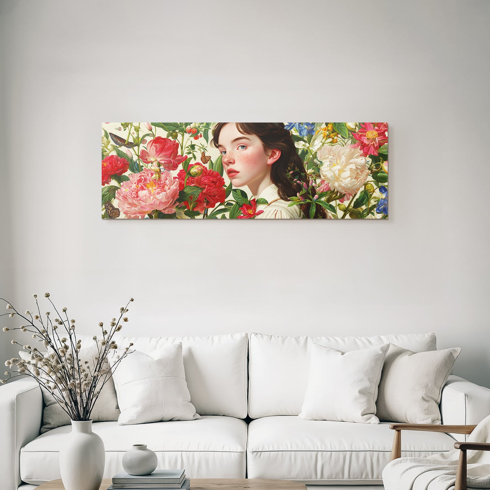 Junge Mit Blumen Und Schmetterlingen