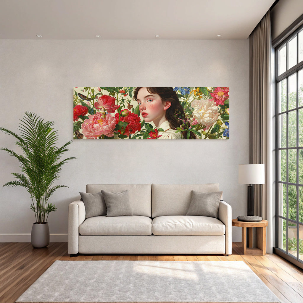 Junge Mit Blumen Und Schmetterlingen