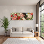 Junge Mit Blumen Und Schmetterlingen