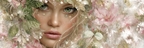 Junges Frauen Portrait Mit Blumen Hintergrund Und Gruenen Augen | Digital Art | Kunstgattungen
