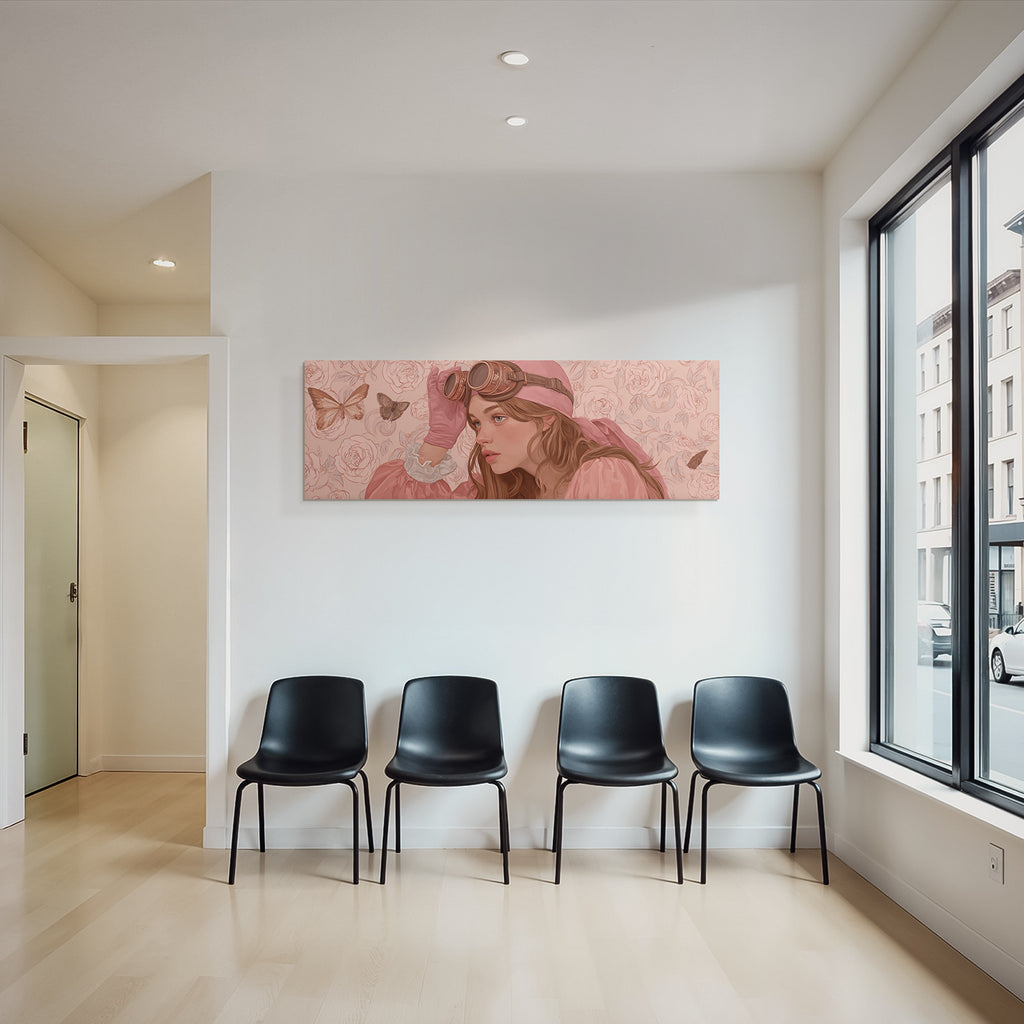 Junges Maedchen Mit Goggles Und Rosen Butterflies Dreamy Atmosphaere
