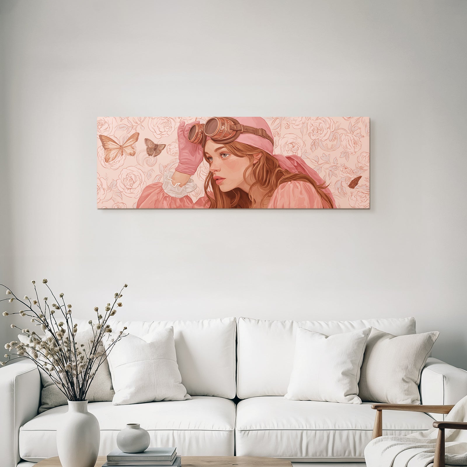 Junges Maedchen Mit Goggles Und Rosen Butterflies Dreamy Atmosphaere