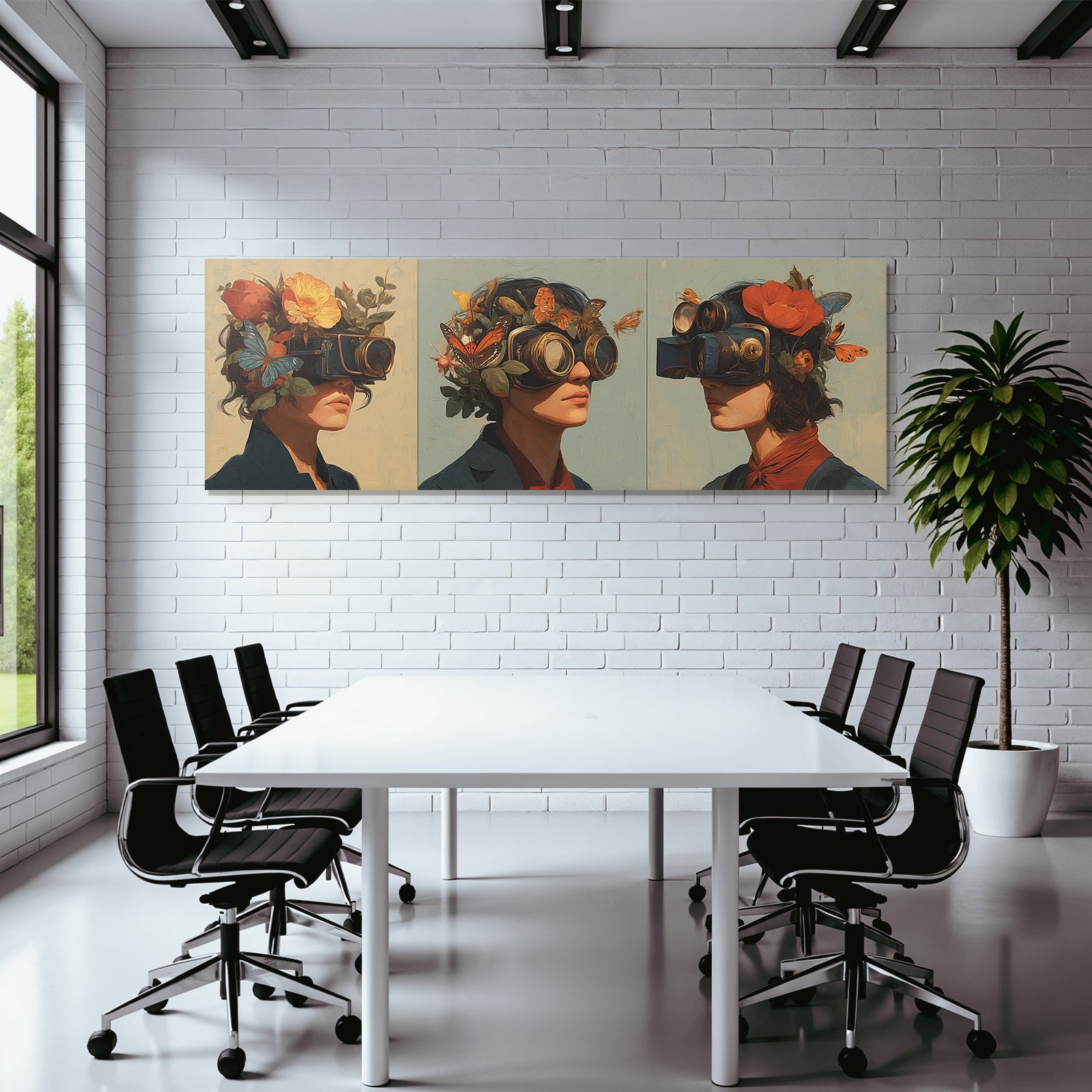 Kreative Person Mit Blumen Und Schmetterlingen Im Headgear
