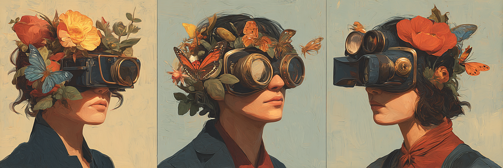 Kreative Person Mit Blumen Und Schmetterlingen Im Headgear | Digital Art | Kunstgattungen