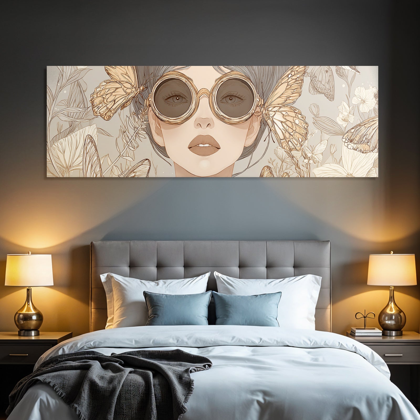 Kuenstlerische Illustration Feminine Figuren Mit Sonnenbrillen Und Blumen
