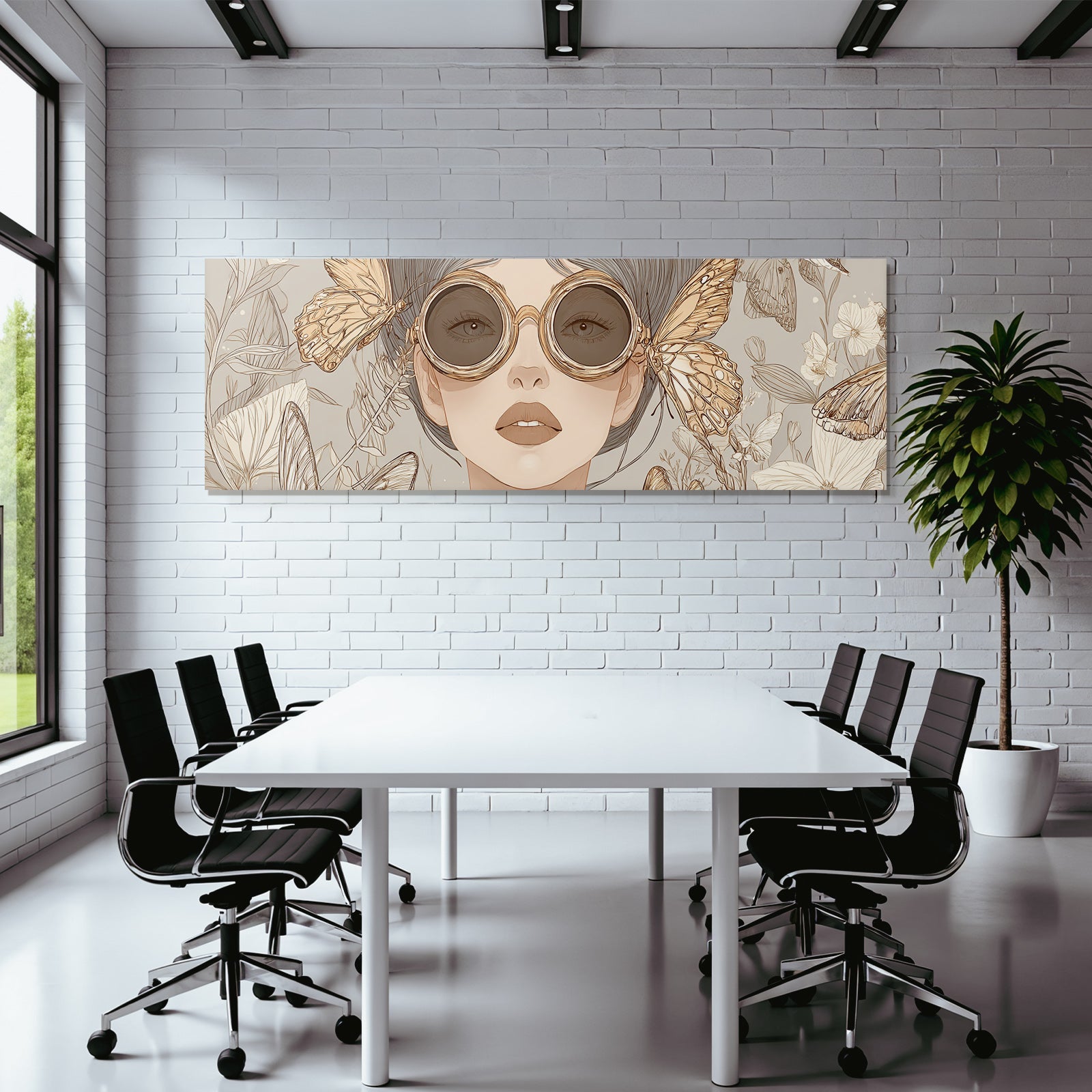 Kuenstlerische Illustration Feminine Figuren Mit Sonnenbrillen Und Blumen
