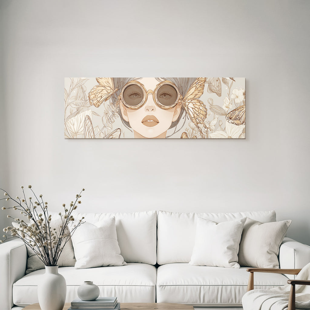 Kuenstlerische Illustration Feminine Figuren Mit Sonnenbrillen Und Blumen