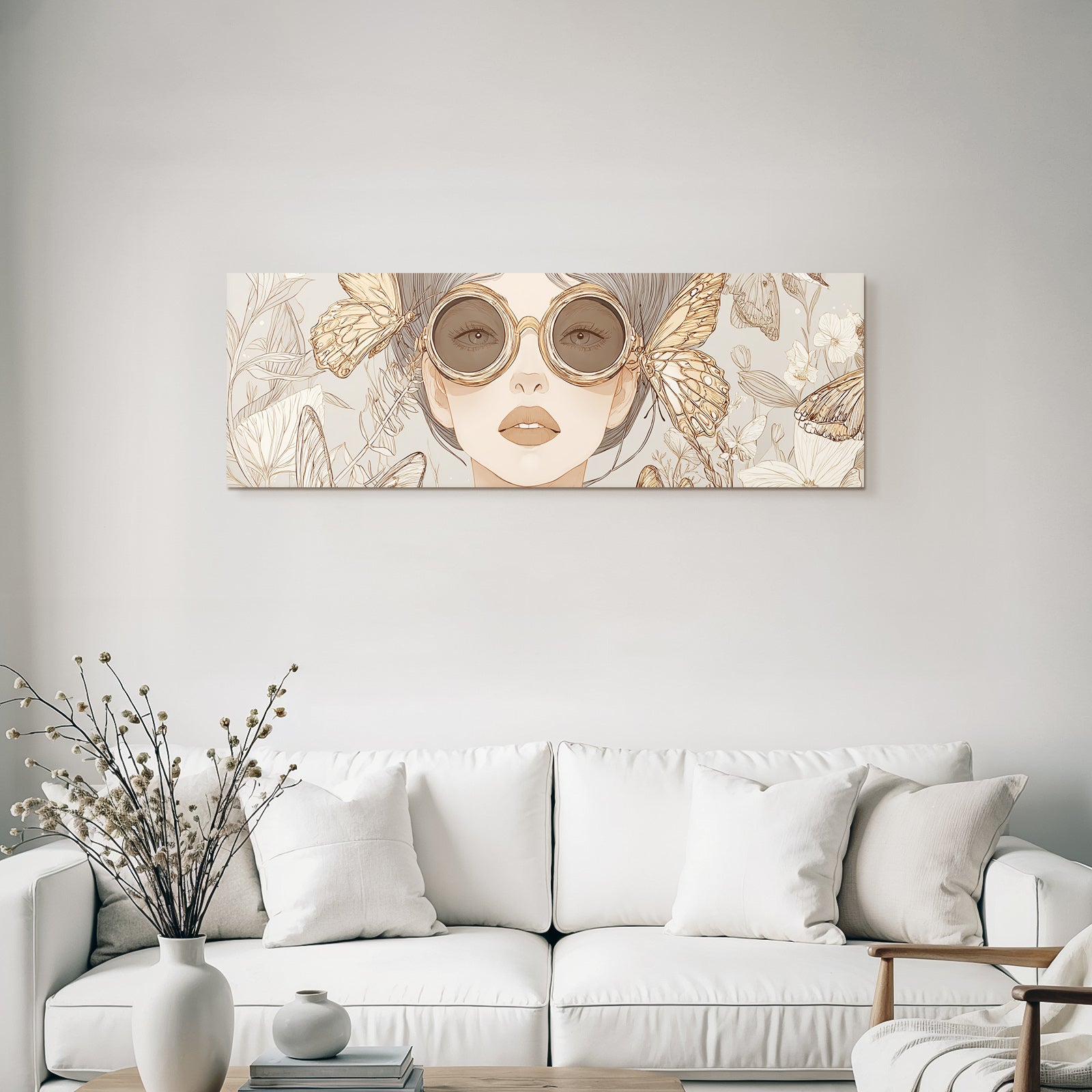 Kuenstlerische Illustration Feminine Figuren Mit Sonnenbrillen Und Blumen