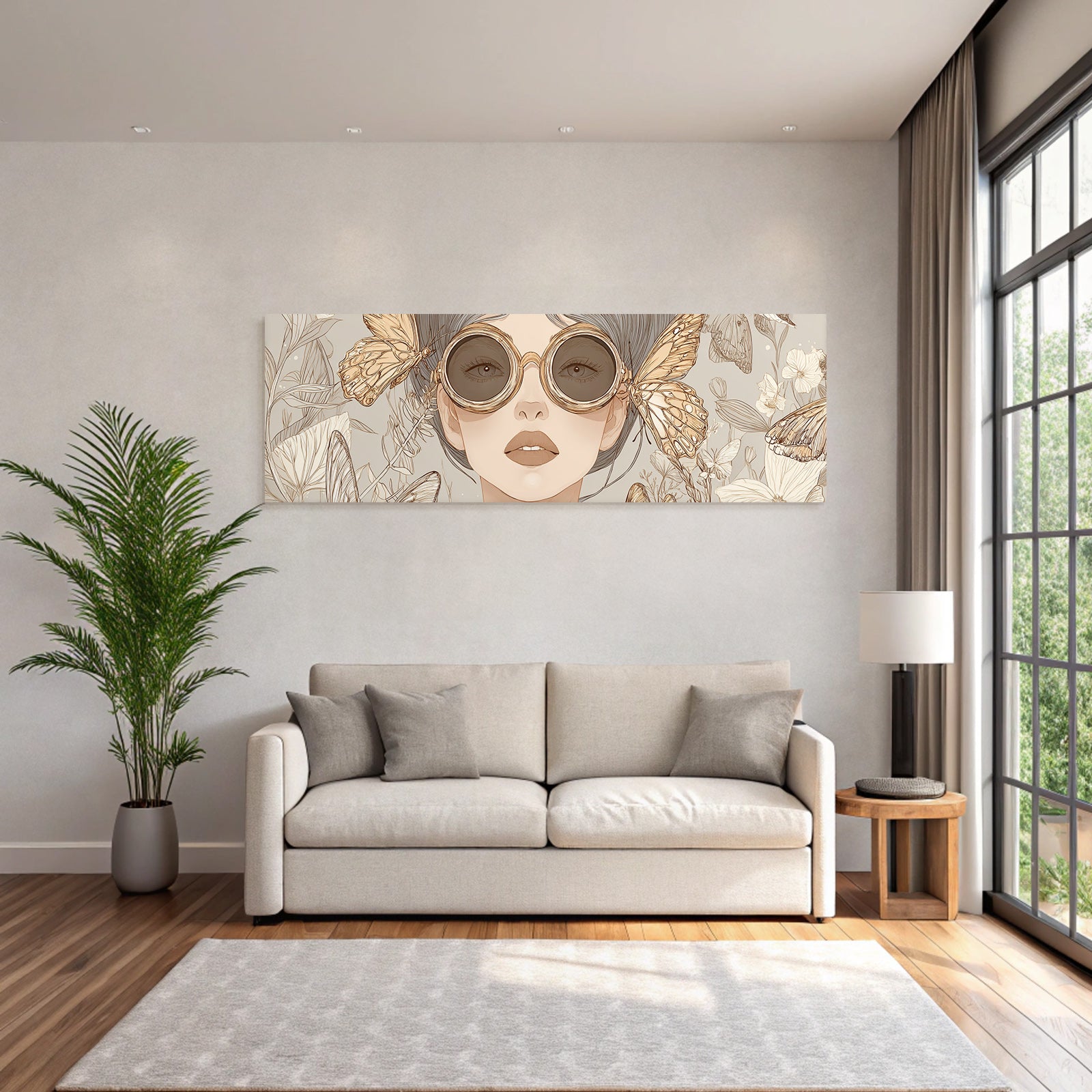 Kuenstlerische Illustration Feminine Figuren Mit Sonnenbrillen Und Blumen