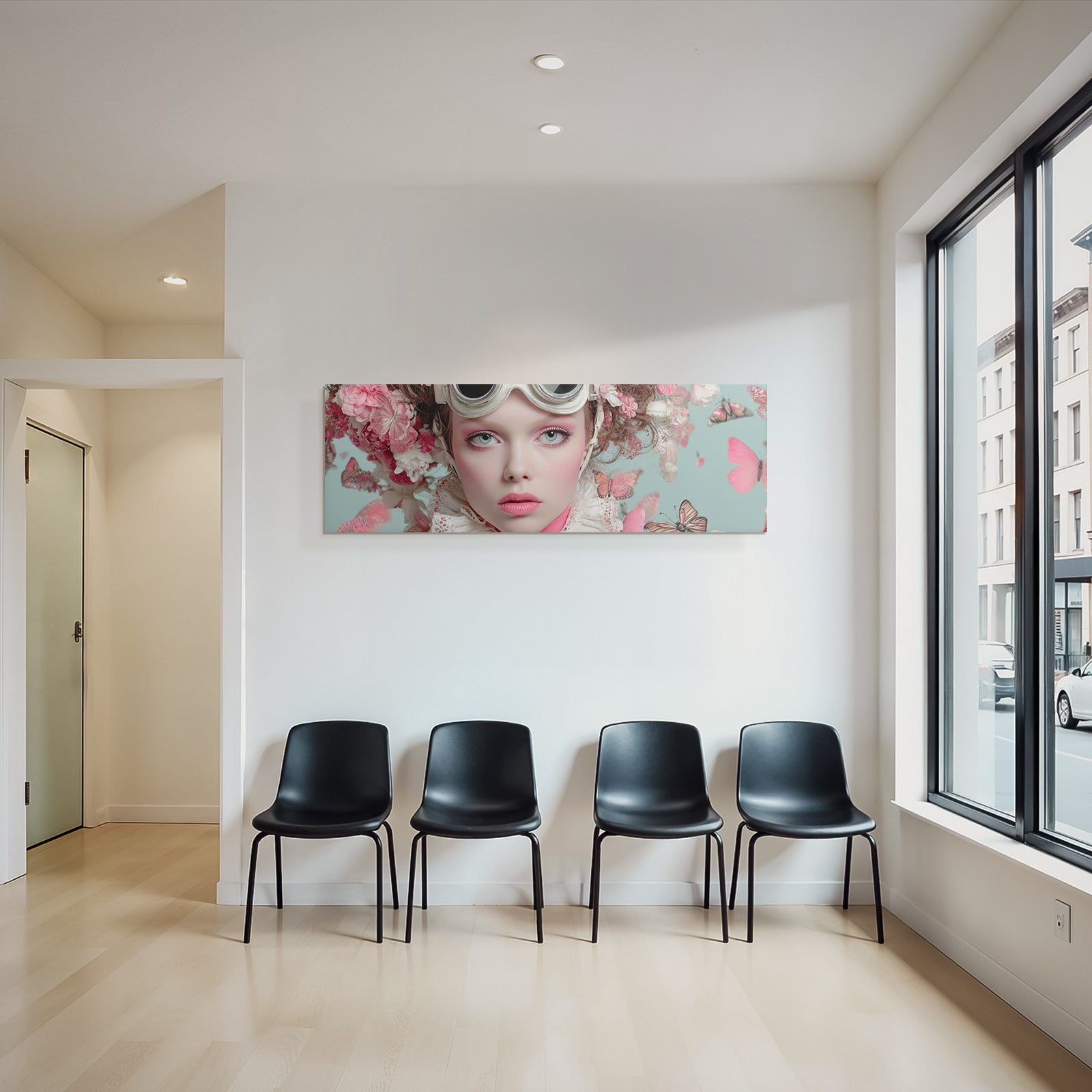 Modell Mit Blumenkranz Und Aufgeplusterten Butterflies Traeumhafte Aesthetik