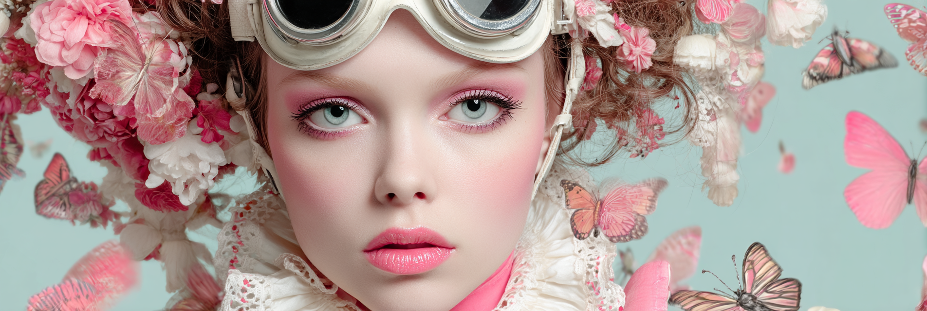 Modell Mit Blumenkranz Und Aufgeplusterten Butterflies Traeumhafte Aesthetik | Digital Art | Kunstgattungen