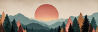 Stylisierte Landschaft Mit Bergen Und Sonnenuntergang | Digital Art | Kunstgattungen