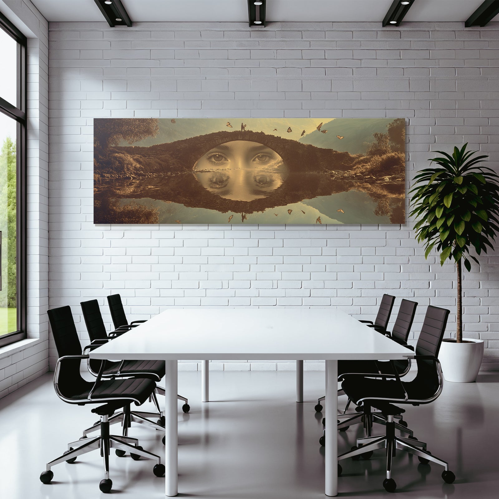 Traumlandschaft Bruecke Augen Butterflies Vegetation Reflexion Introspektion