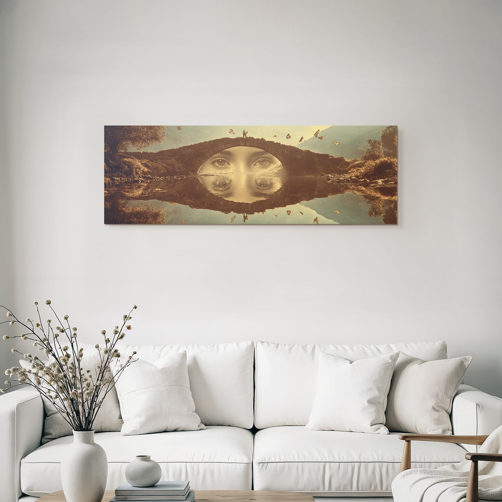 Traumlandschaft Bruecke Augen Butterflies Vegetation Reflexion Introspektion