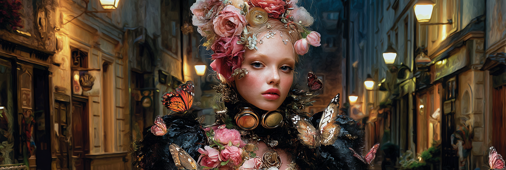 Zauberhafte Figuren In Blumen And Butterflies Strassen Szene | Digital Art | Kunstgattungen