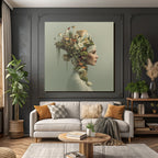 Frau Mit Naturhaarschmuck Blumen Und Pilzen Kreative Darstellung