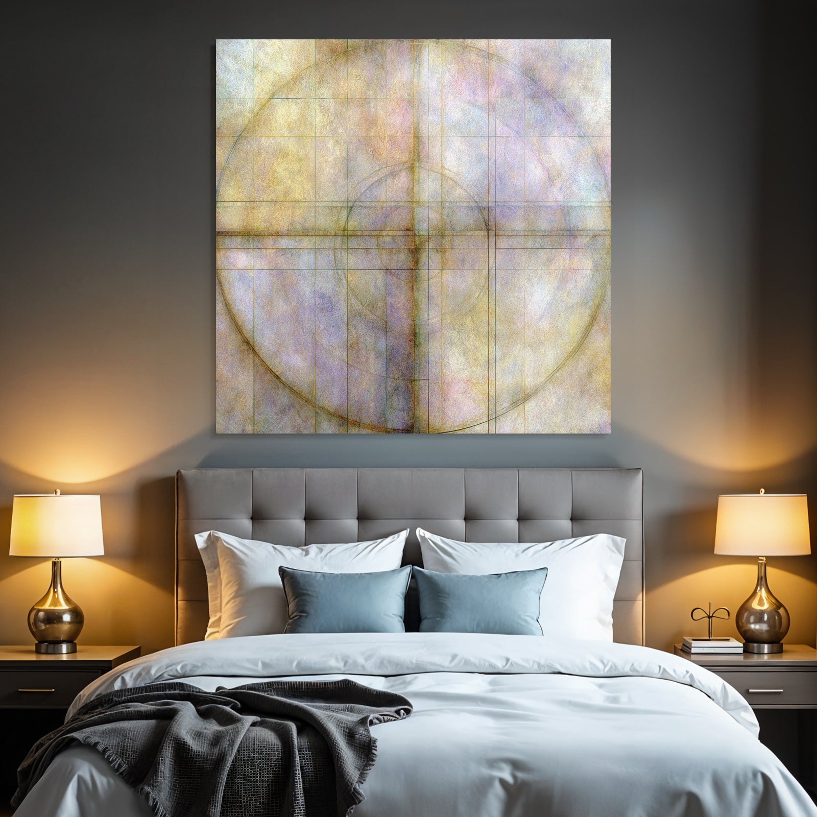 Abstractes Design Geometrische Formen Kreise Gitter Mit Weichen Farben