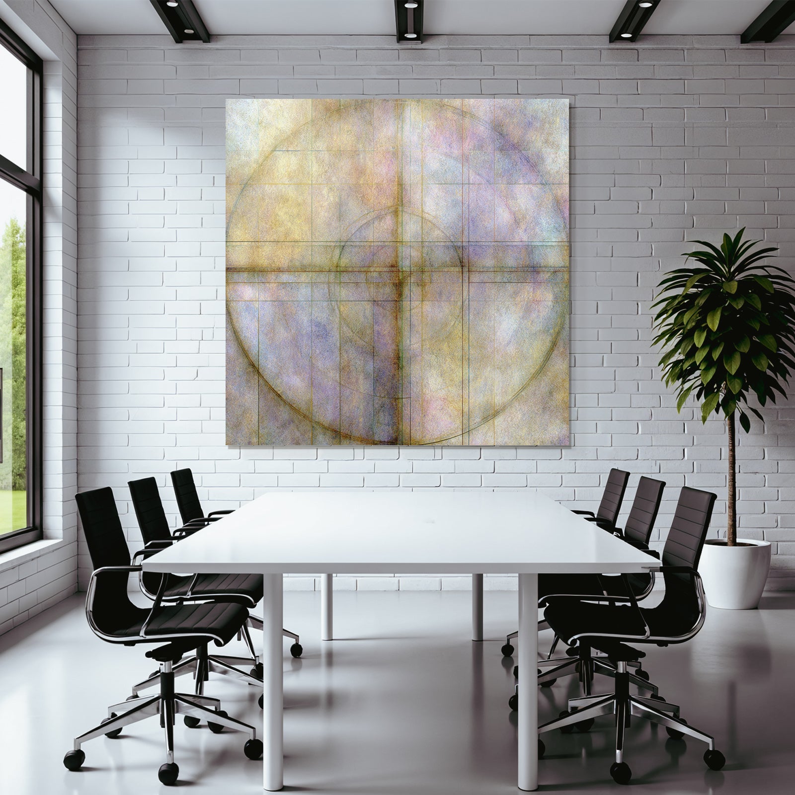 Abstractes Design Geometrische Formen Kreise Gitter Mit Weichen Farben