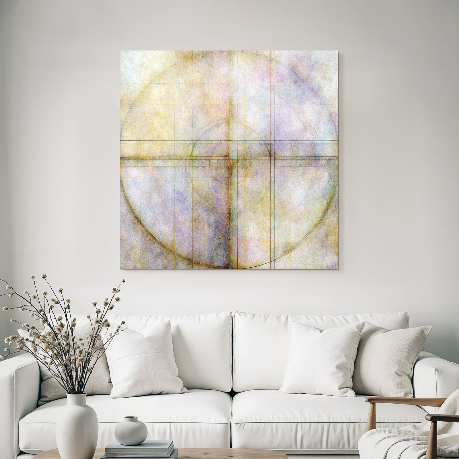 Abstractes Design Geometrische Formen Kreise Gitter Mit Weichen Farben