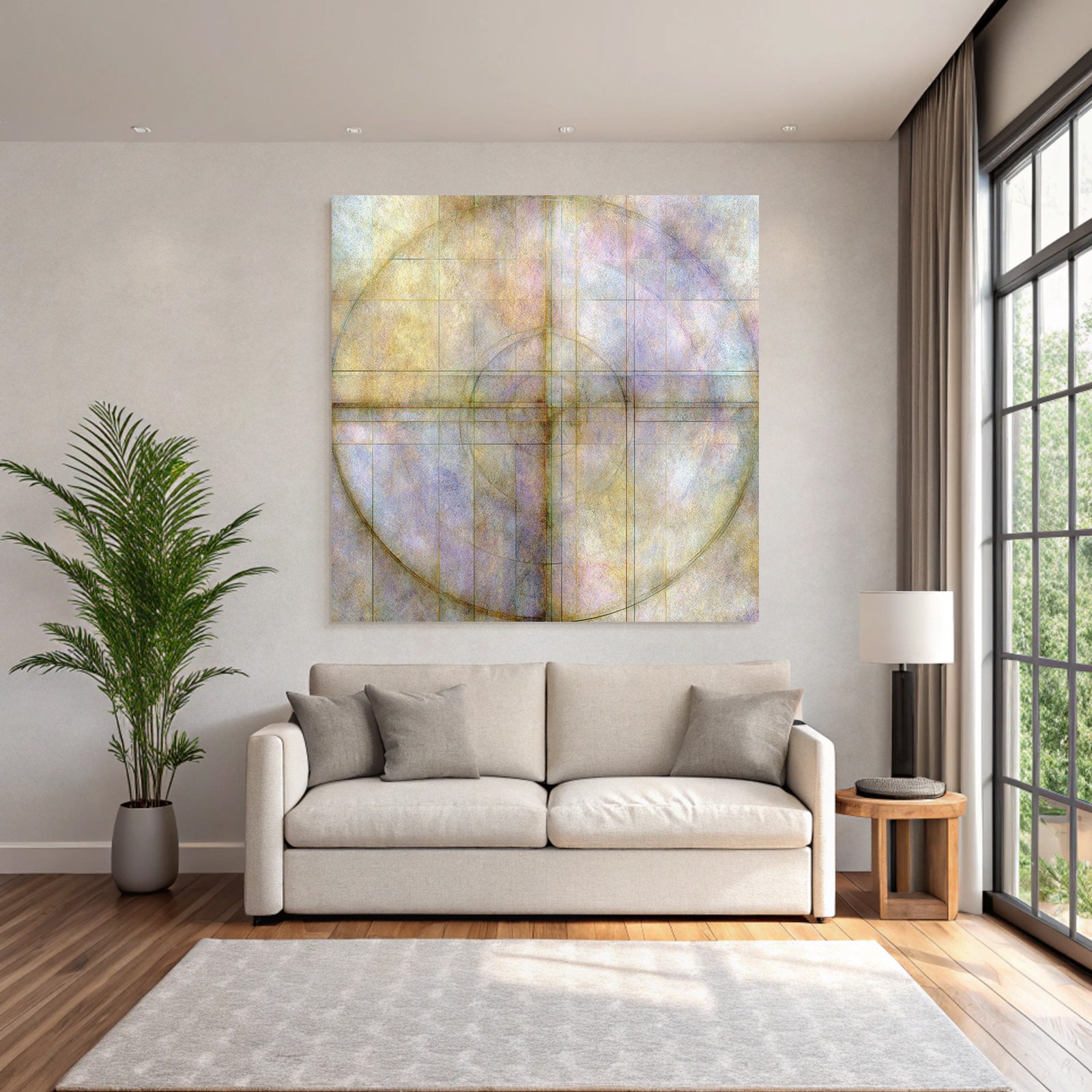 Abstractes Design Geometrische Formen Kreise Gitter Mit Weichen Farben