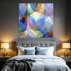 Abstract Art with Overlapping Shapes Blue Green Purple Yellow